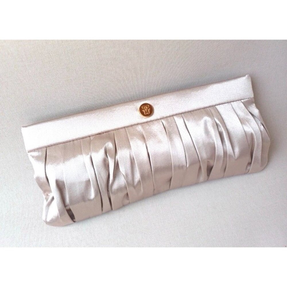 GUERLAIN Champagne Gold Silky Satin Clutch Makeup Cosmetic Bag NEW Without Tags
